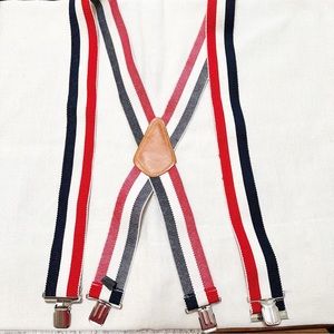 RED WHITE AND BLUE STRIPED SUSPENDERS